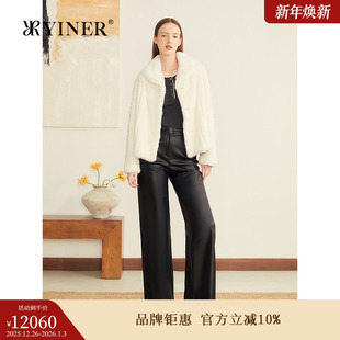 优雅整貂毛皮扇形领短款 法式 皮草外套 新款 YINER音儿专选2025秋季