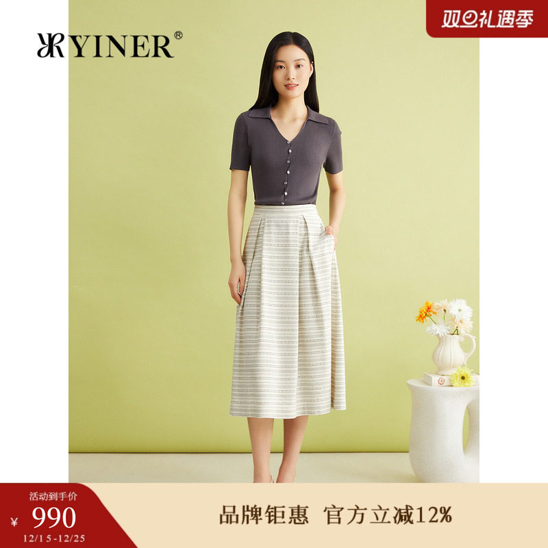 【真丝系列】YINER音儿女装夏季含桑蚕丝海鸥领毛针织衫