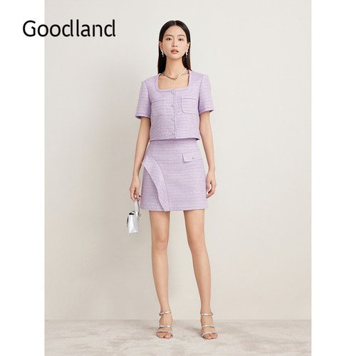 【醋酸系列】Goodland美地夏季法式小香风花纱短外套