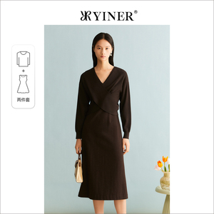 YINER音儿女装冬季含绵羊毛法式毛织衫连衣裙女装套装