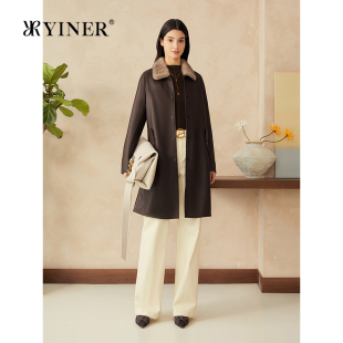 中长款 新款 YINER音儿专选2025春季 水貂毛领真皮皮衣 A级绵羊皮