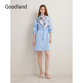 醋酸系列 Goodland美地秋季 法式 涂鸦设计衬衫 连衣裙