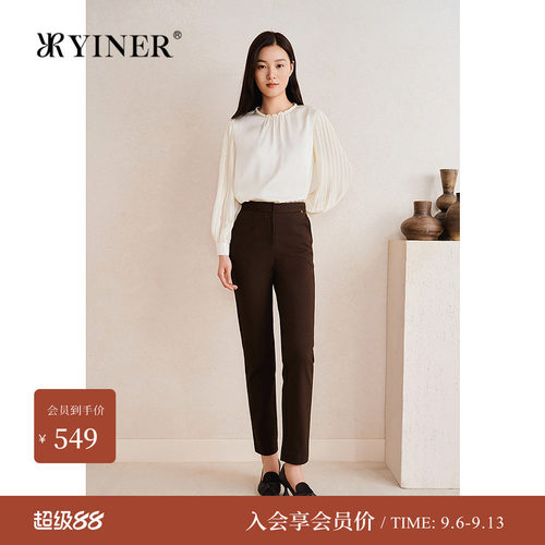 新中式音儿春季珠光缎面长袖衬衫