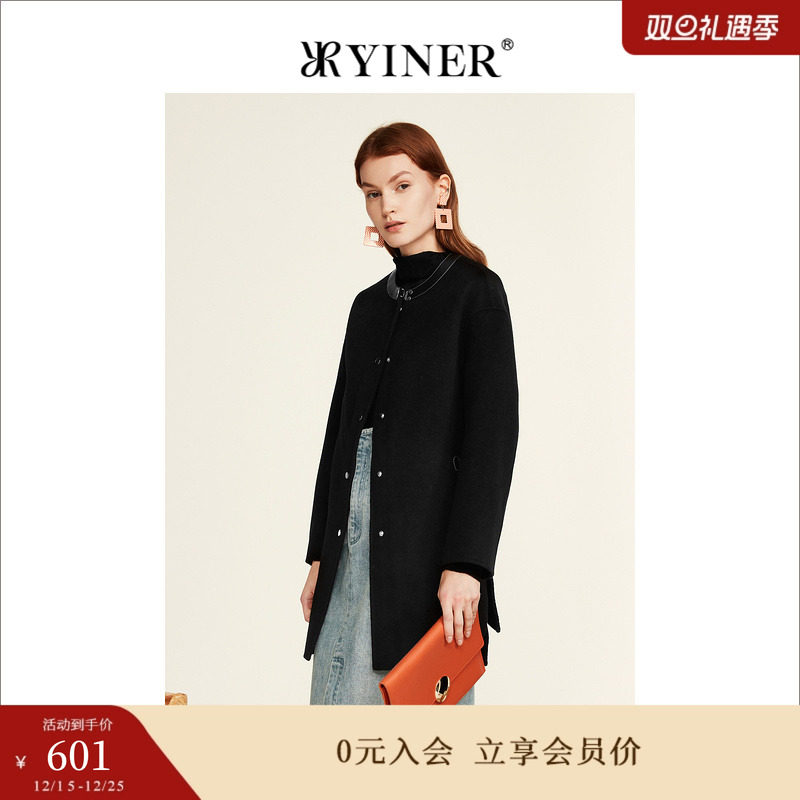 【100绵羊毛】YINER音儿专选女装冬季简约双面毛呢大衣外套