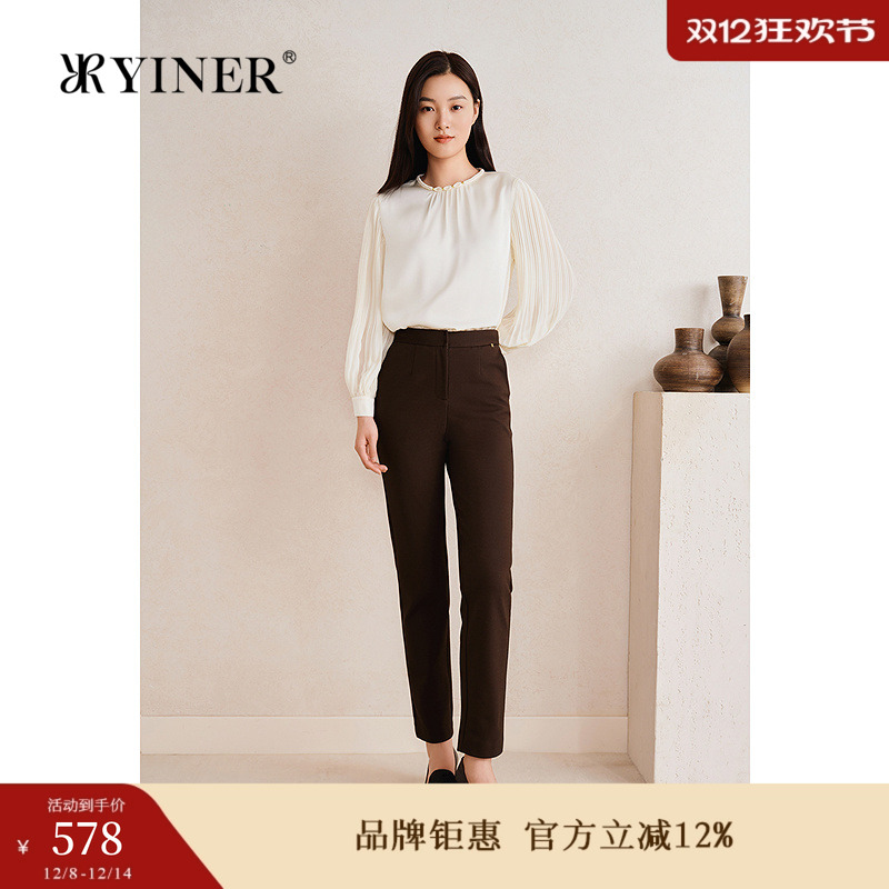 【新中式】YINER音儿专选2025春季新款珠光缎面衬衫微光泽上衣