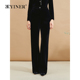 YINER音儿专选女装 奢感丝绒直筒阔腿休长裤 冬季 时尚
