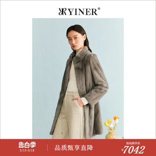 YINER音儿专选女装 水貂毛皮皮草绒暖立领外套 2023冬季