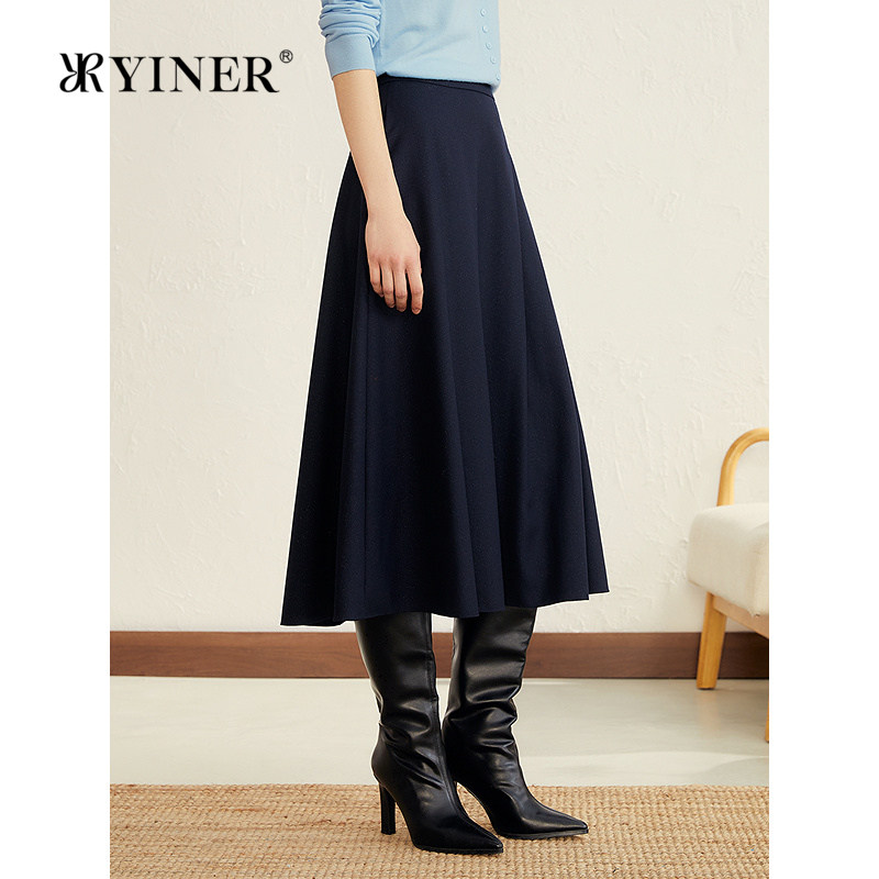 【美丽诺羊毛】YINER音儿专选秋季新款闪光雅致显瘦倒褶伞裙图片