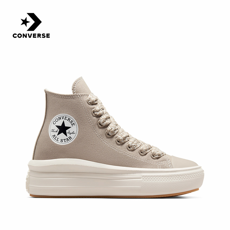 Converse匡威帆布鞋女夏季新款高帮松糕厚底白休闲鞋板鞋568498C