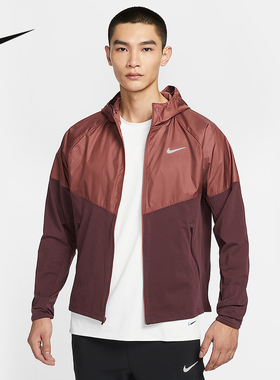 NIKE耐克男子轻薄训练跑步夹克冬新款加绒拼接连帽外套HV2670-652