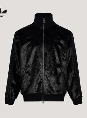 adidas阿迪达斯三叶草仿皮草夹克2026男女TRACK TOP毛外套 KU9406