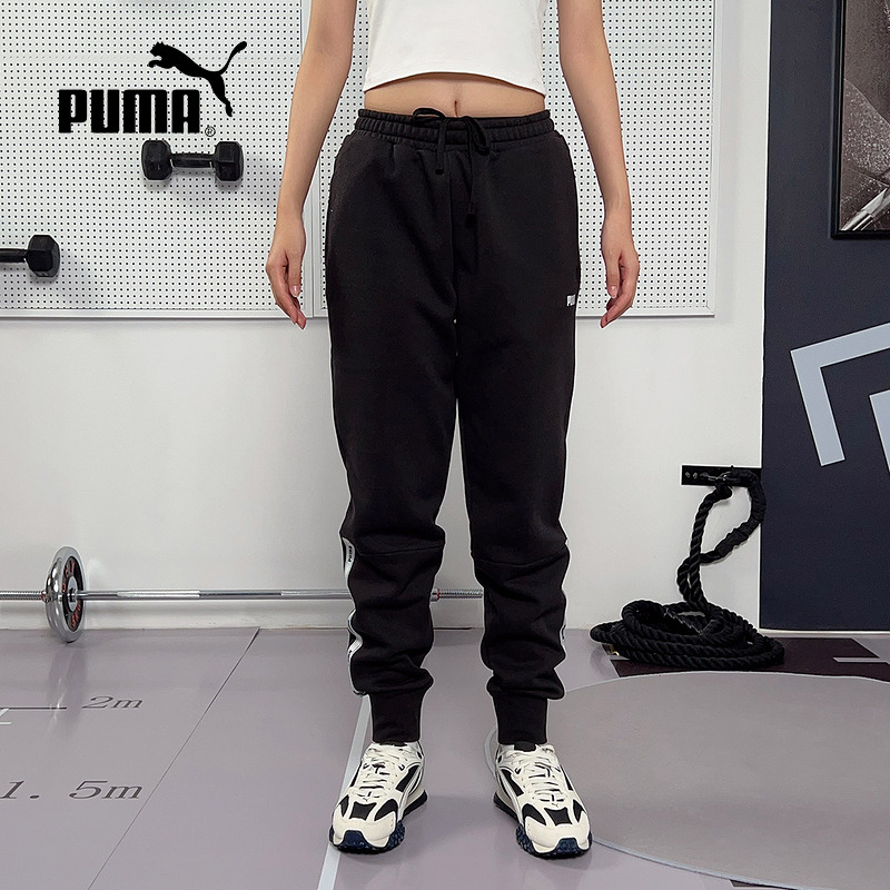 PUMA彪马足球风运动裤2025冬男修身加绒卫裤针织长裤 693004-01