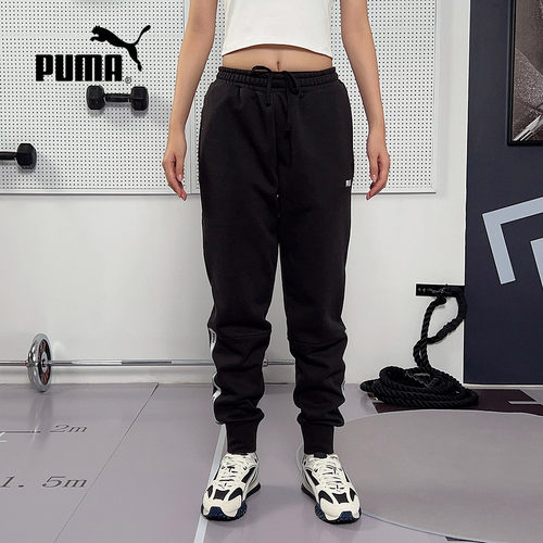 PUMA彪马足球风运动裤2025冬男修身加绒卫裤针织长裤 693004-01