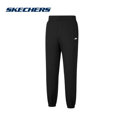 SKECHERS斯凯奇黑色收口休闲卫裤2025冬男修身长裤 P425M012-0018