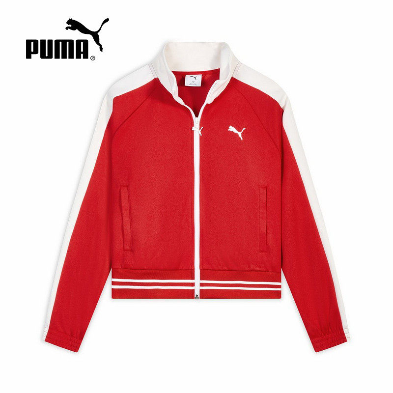 PUMA彪马春季红色经典T7运动休闲短款夹克针织女款外套638392-11