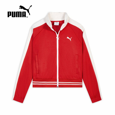 PUMA彪马春季红色经典T7运动休闲短款夹克针织女款外套638392-11