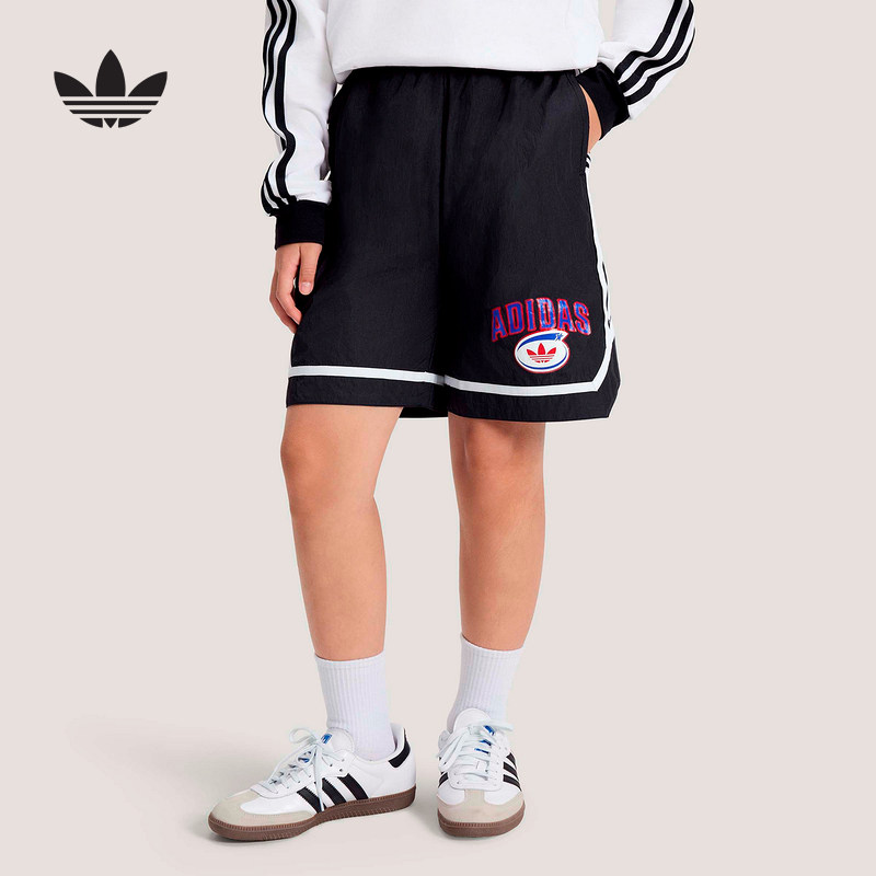 adidas阿迪达斯男女大童三叶草篮球风五分裤2026夏短裤中裤KG3317