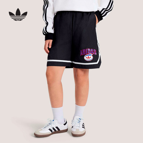 adidas阿迪达斯男女大童三叶草篮球风五分裤2026夏短裤中裤KG3317