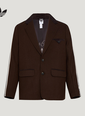 adidas阿迪达斯三叶草老钱风西装外套2026春男复古梭织夹克KU5616