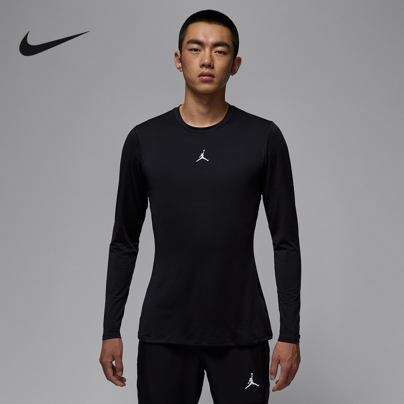 JORDAN耐克男子轻薄长袖上衣冬新款修身跑步训练打底衫HQ8684-010