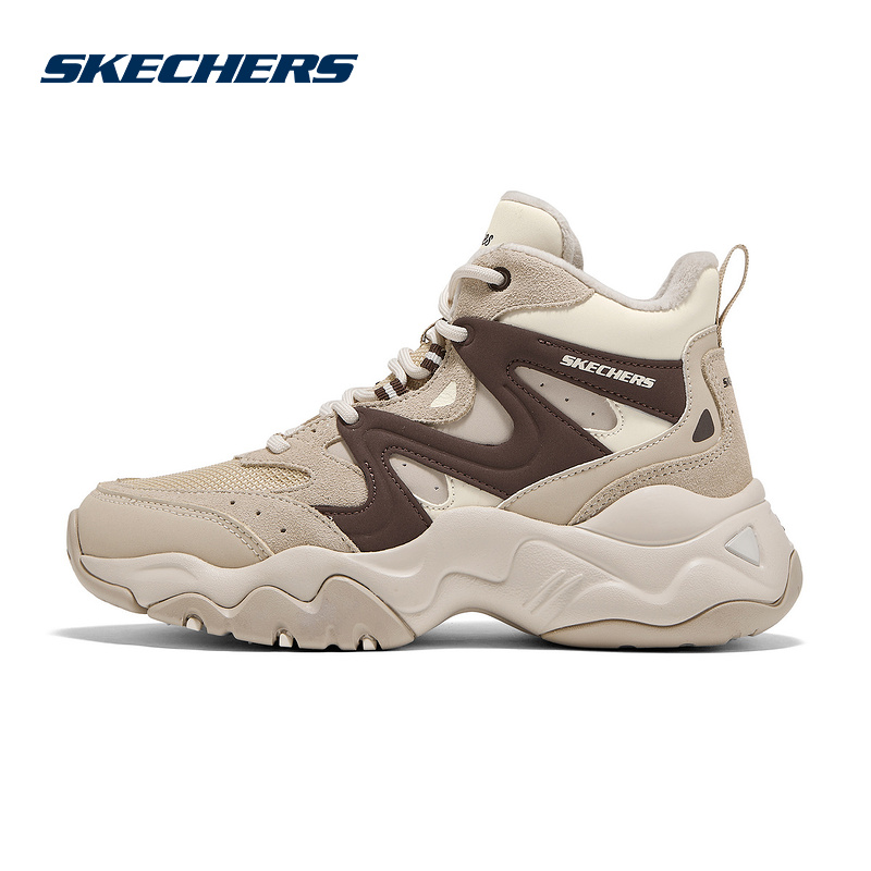 Skechers斯凯奇25冬新款高帮加绒保暖女鞋厚底老爹鞋169078/TPBR