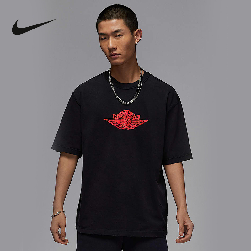 nike耐克AJ短袖男夏新款JORDAN飞翼篮球印花宽松棉T恤IB3131-010