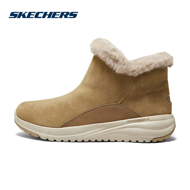 SKECHERS斯凯奇雪地靴冬女加绒厚底保暖中筒冬靴棉鞋 144771C-BRN