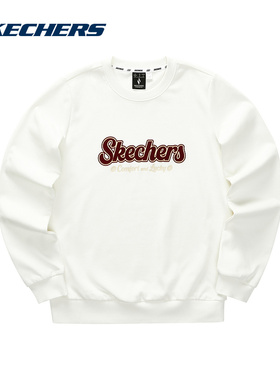 SKECHERS斯凯奇春季女款针织套头logo印花卫衣L124W027-0074