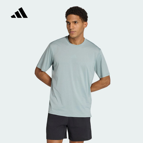 adidas阿迪达斯速干侧开叉训练半袖夏季纯色健身男短袖T恤 KS1204