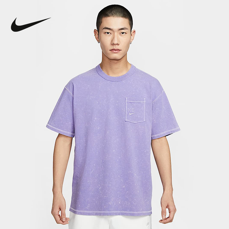 NIKE耐克男子短袖2025夏季做旧水洗短袖棉质半袖T恤 HJ0777-527
