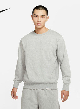 NIKE耐克卫衣男无帽灰色秋季圆领针织打底衫运动套头衫DQ5821-063
