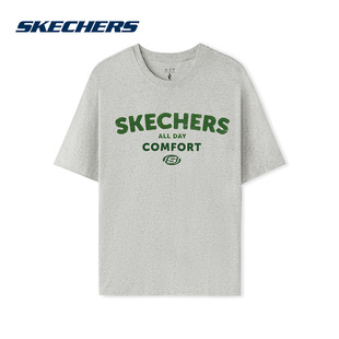 Skechers斯凯奇男女情侣舒适风尚运动针织短袖T恤衫L225U156/0248