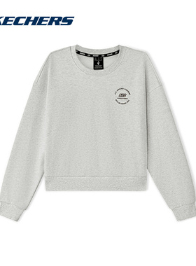 SKECHERS斯凯奇灰色新款圆领套头衫秋女简约卫衣 L325W014-0248