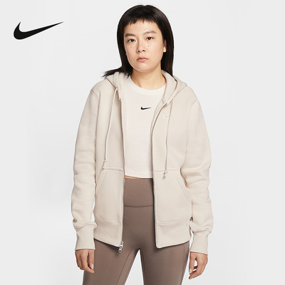 NIKE耐克女子针织夹克外套26春新款加绒连帽衫运动卫衣HJ0996-104