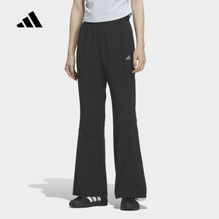 adidas阿迪达斯黑色微喇运动休闲裤 KH2621 2026夏女显腿长梭织长裤
