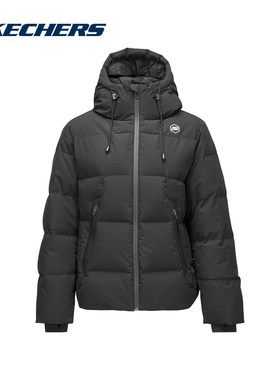 Skechers斯凯奇冬女连帽短羽绒服保暖外套 P424W005-0018