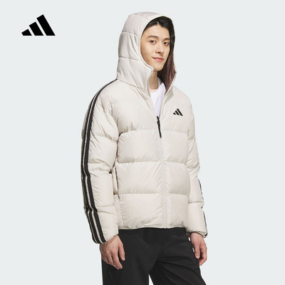 adidas阿迪达斯三条纹双面穿连帽羽绒服男子2025冬装外套KC2492