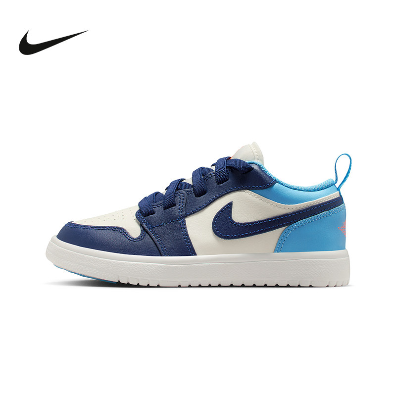 Nike耐克男女童鞋AIR JORDAN 1 AJ1白蓝低帮运动休闲鞋DR9748-149