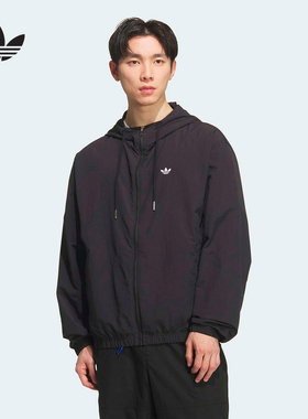 adidas阿迪达斯三叶草纯色连帽全拉链夹克外套夏男防风服 KT3035