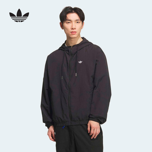 adidas阿迪达斯三叶草纯色连帽全拉链夹克外套夏男防风服 KT3035
