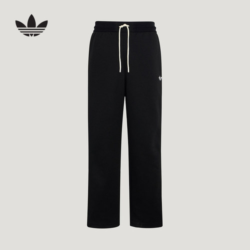 adidas阿迪达斯三叶草简约黑色运动裤春男珠地布针织长裤 KX7997