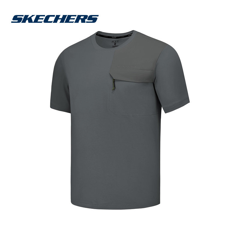 Skechers斯凯奇2025年夏男款吸湿速干针织短袖T恤衫P225M055-04YJ