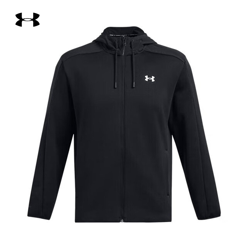 安德玛UA连帽夹克男子25新款跑步健身运动服抓绒外套1378825-002