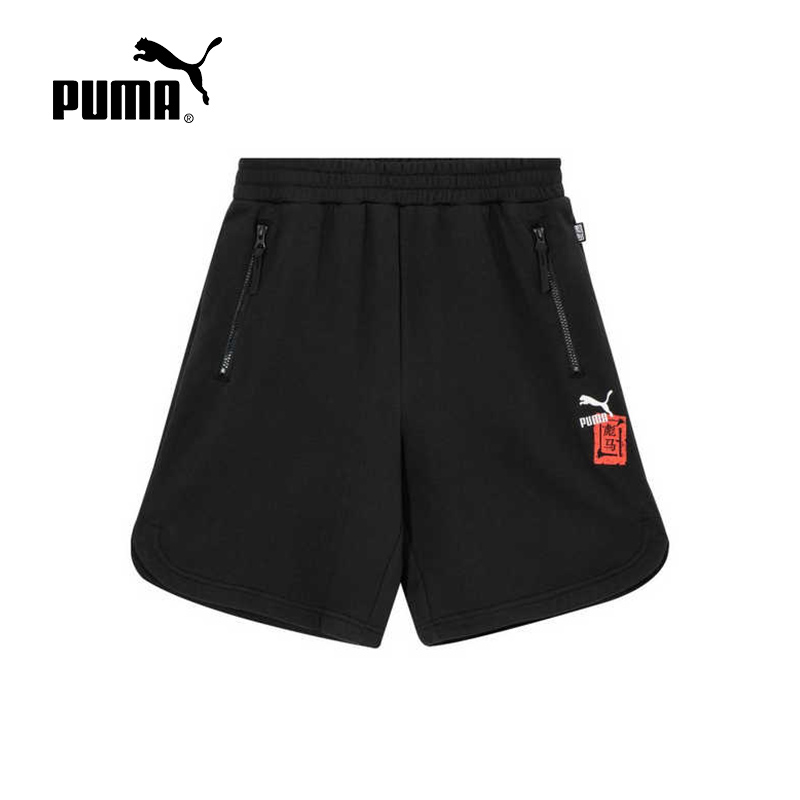 puma彪马男子国风logo印花舒适透气运动休闲短裤五分裤677521-01