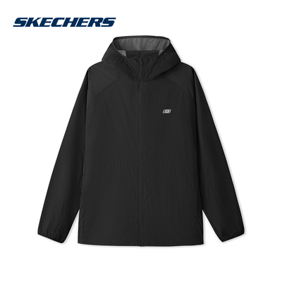 SKECHERS斯凯奇连帽防风夹克2026夏新款纯色男梭织外套 L226M027