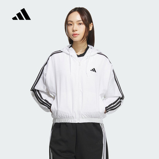 阿迪达斯女梭织夹克运动休闲连帽外套短款JZ2161