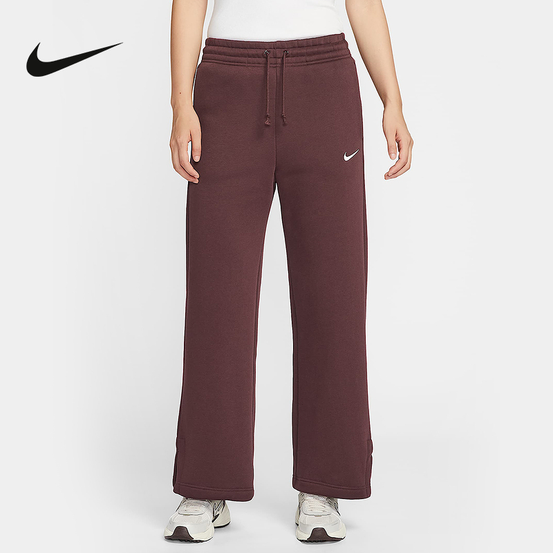 NIKE耐克女子加绒高腰阔腿长裤25冬新款刺绣运动裤卫裤IH1012-652