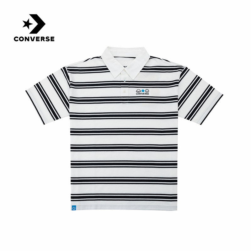 Converse匡威新品26夏男女同款运动短袖条纹翻领T恤衫 UCK178-023