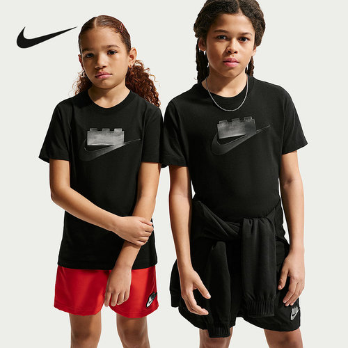 NIKE耐克乐高联名大童T恤夏季新款男女童棉质印花短袖 IO1960-010