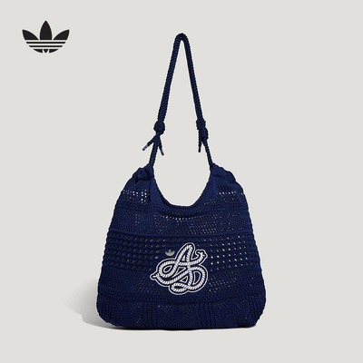 adidas阿迪达斯三叶草度假风针织斜挎包单肩包中性托特包 KX0538